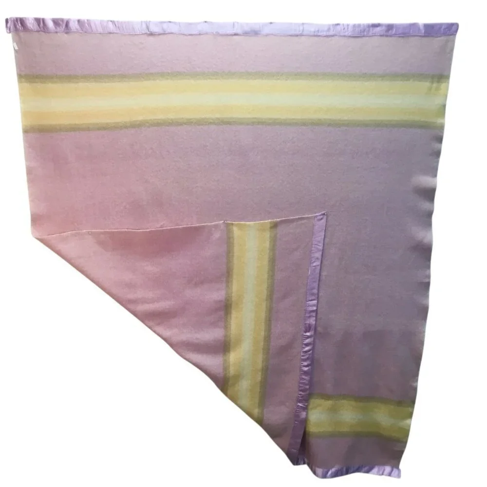 Olympiad Blanket Pendleton 1932 Olympics Stripe Satin 100% Virgin Wool Lilac LA